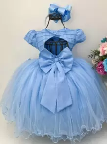 Vestido Borboleta azul jardim encantado festa das borboletas aniversario infantil - Azul - Visão 3