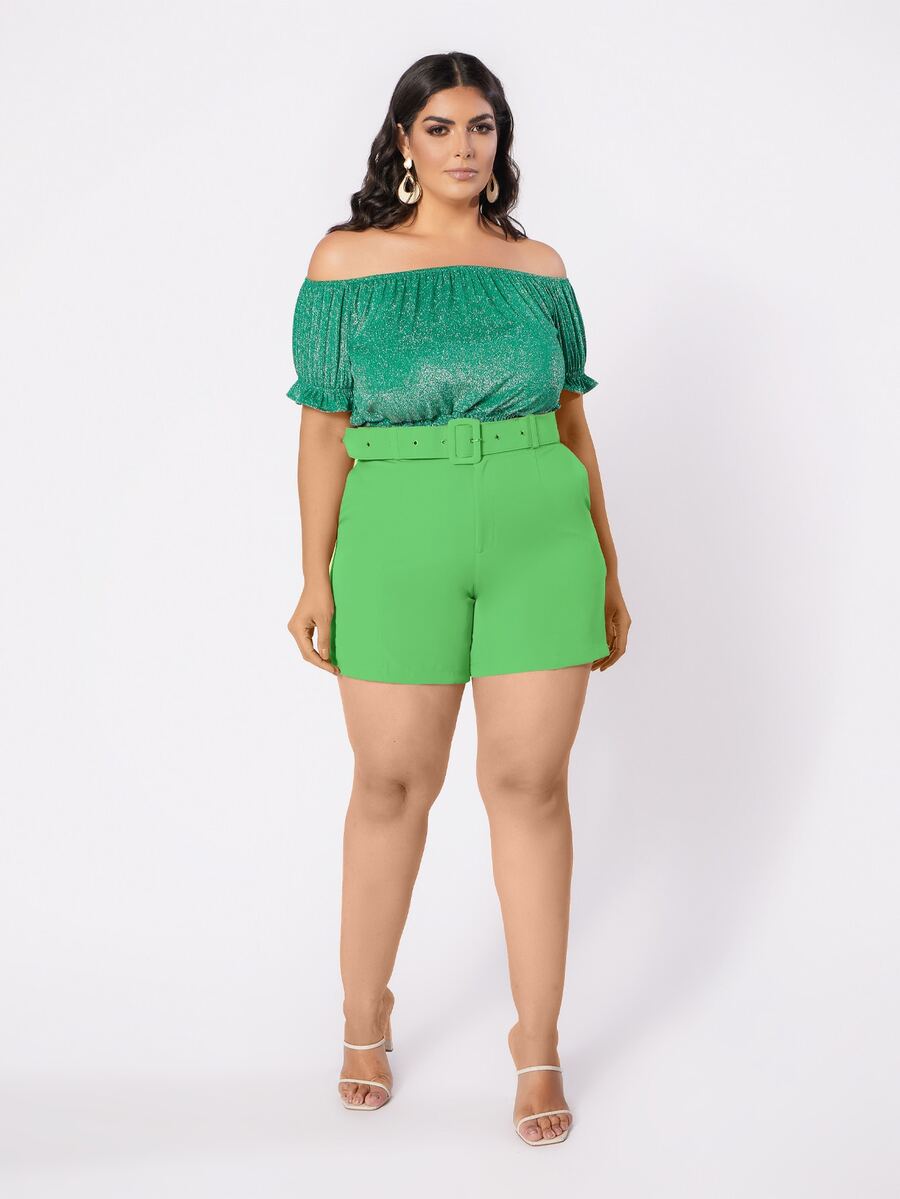 Plus Size Shorts - Verde - Ver 1