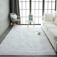 Alfombra 2 X 1.6 metros De Peluche Para Salón, Dormitorio, Tapete para sala lavable en máquina, Alfombra antideslizante - Blanco - Ver 1