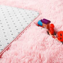 Alfombra 2 X 1.6 metros De Peluche Para Salón, Dormitorio, Tapete para sala lavable en máquina, Alfombra antideslizante - Rosa - Ver 3
