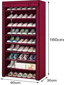 Estantería de almacenamiento para zapatos, 10 capas, 9 rejillas - Rojo - Ver 3