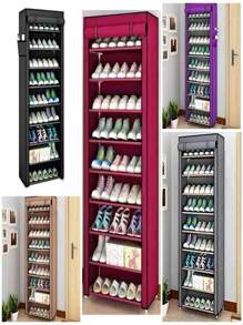 Estantería de almacenamiento para zapatos, 10 capas, 9 rejillas - Rojo - Ver 5