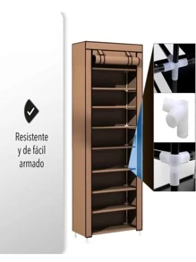 Estantería de almacenamiento para zapatos, 10 capas, 9 rejillas - Café integral - View 2