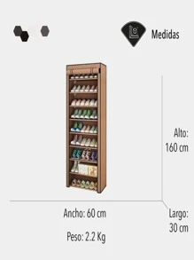 Estantería de almacenamiento para zapatos, 10 capas, 9 rejillas - Café integral - View 6