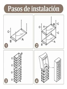 Estantería de almacenamiento para zapatos, 10 capas, 9 rejillas - Café integral - View 7