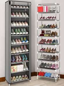 Estantería de almacenamiento para zapatos, 10 capas, 9 rejillas - Gris - Ver 3