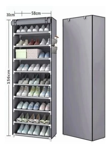 Estantería de almacenamiento para zapatos, 10 capas, 9 rejillas - Gris - Ver 4
