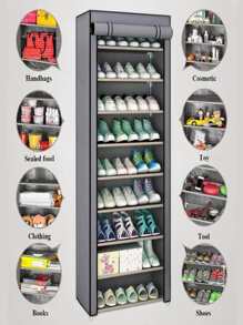 Estantería de almacenamiento para zapatos, 10 capas, 9 rejillas - Gris - Ver 5