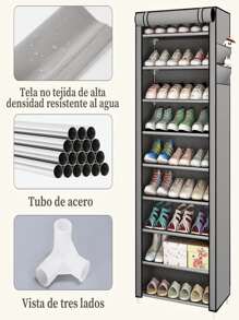 Estantería de almacenamiento para zapatos, 10 capas, 9 rejillas - Gris - Ver 6