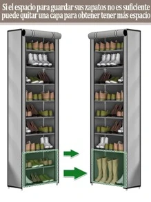 Estantería de almacenamiento para zapatos, 10 capas, 9 rejillas - Gris - Ver 7