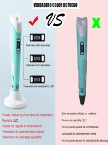 Pluma Boligrafo De Impresion 3d Con Filamento Pla 120 Cm - Azul - Ver 2