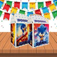 20 Dulceros de Sonic Personajes Cumpleaños Fiesta Aguinaldo Bolo Caja Cartón Dulceras - Negro - Ver 1