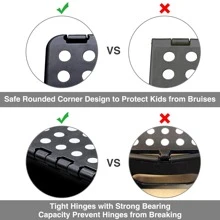 ACSTEP 重型踏凳，帶背部支撐，兒童踏凳，成人折疊凳，適用於室外或室內廚房踏凳和浴室凳，9 英寸幼兒踏凳 - 黑色 - 黑色 - 查看 5