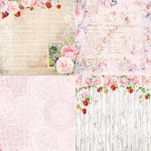 Paquete De 24 Hojas De Papel De Scrapbook Para Manualidades, Papel Estampado Con Patrón De Fresa De 6"x6", Papel De Fondo Para Hacer Bricolaje - Multicolor - Ver 2