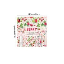 Paquete De 24 Hojas De Papel De Scrapbook Para Manualidades, Papel Estampado Con Patrón De Fresa De 6"x6", Papel De Fondo Para Hacer Bricolaje - Multicolor - Ver 5