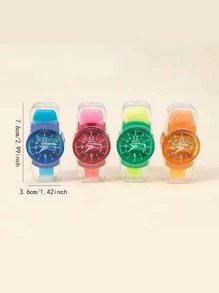 4件套創意文具套裝組合手錶形刷、卷筆刀和橡皮擦學生用 - 彩色 - 查看 2