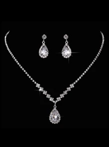 Juego de joyería nupcial con decoración de diamantes de imitación para collar, pendientes y tiaras