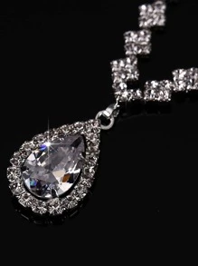 Juego de joyería nupcial con decoración de diamantes de imitación para collar, pendientes y tiaras