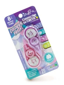 INDRA IND-0393 Corrector en cinta, colores pastel surtido, empaque blíster de 2 unidades, 2 colores por blíster. Artículos escolares, temporada de regreso a clases - Multicolor - Ver 4