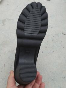 Giày bốt ngắn Chelsea dành cho nữ có gót và khóa thắt lưng Chunky, Giày bốt da Pu thông thường dành cho sinh viên kiểu cổ điển cho mùa thu/đông - màu đen - Xem 6