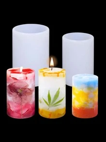 1pc 3d Cylinder Shape Candle Mold, Handmade Diy Silicone Mold For Candle Making