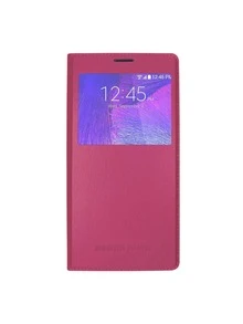 Funda Slim View Flip Cover Para Galaxy Note 4 - Rosa Fucsia - Ver 1