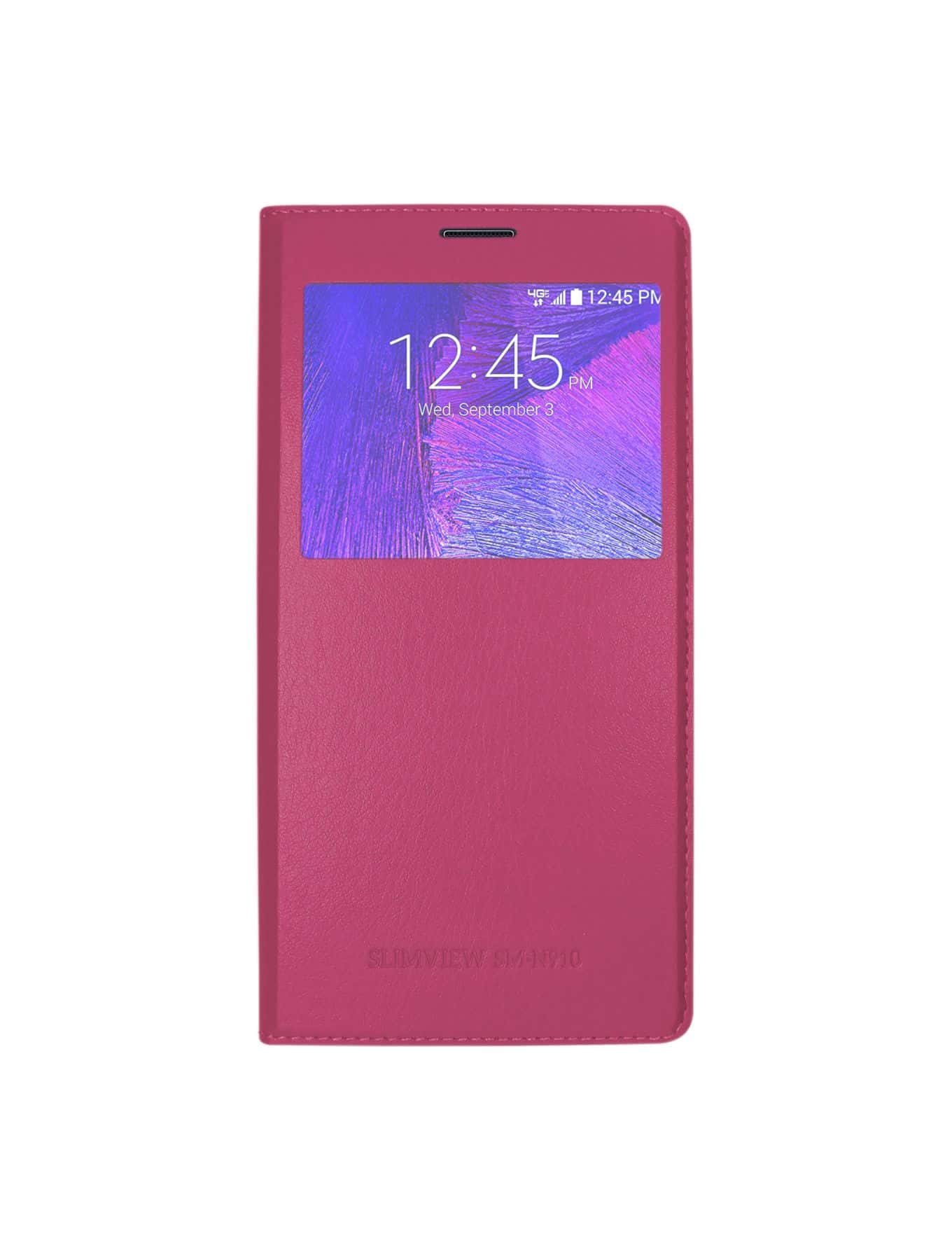 Funda Slim View Flip Cover Para Galaxy Note 4 - Rosa Fucsia - Ver 1