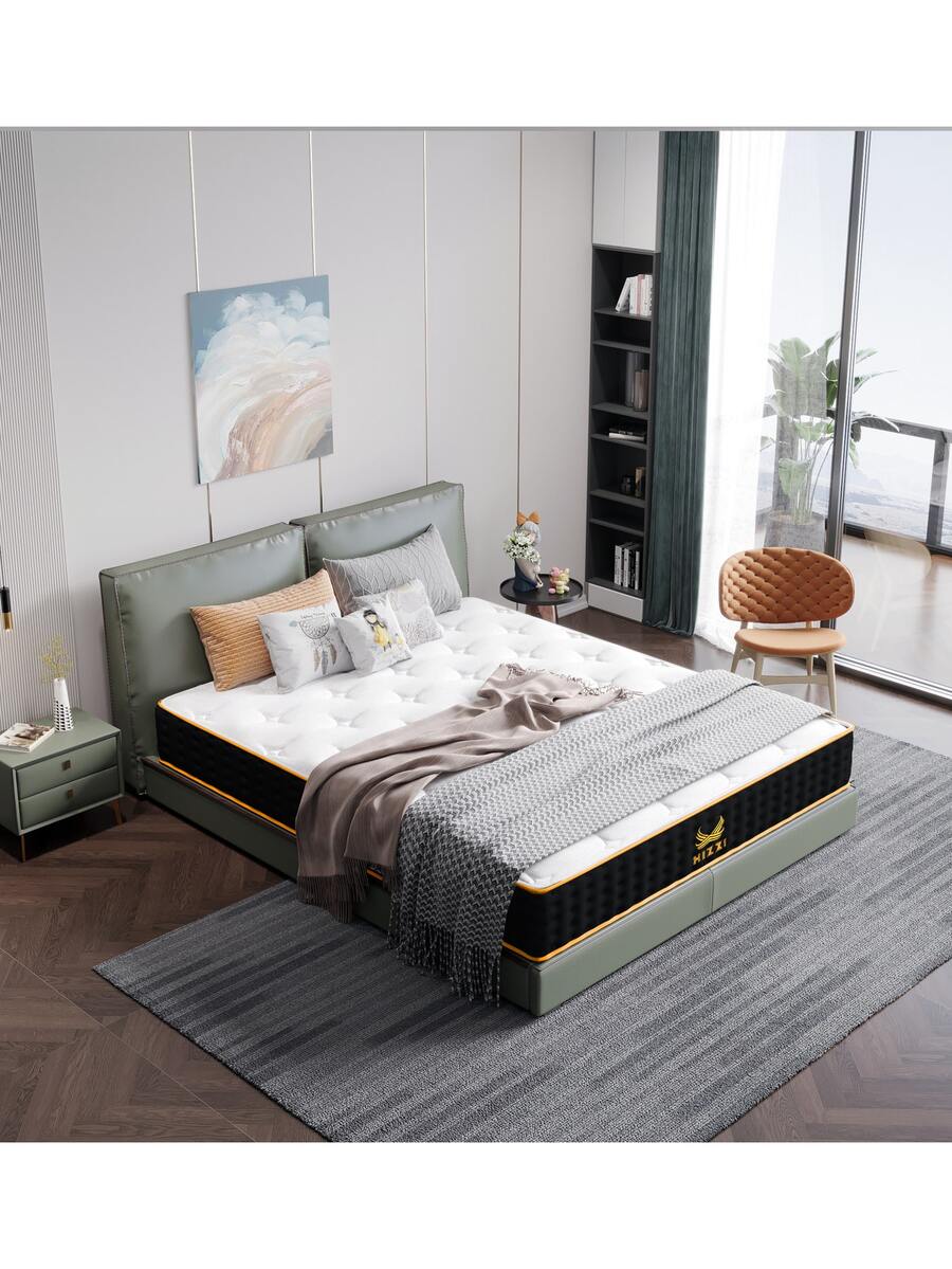 Ovios 12 Inch Medium Firm King Mattress, Cooling Gel Memory Foam Mattress, Black And White Hybrid Mattress In A Box - 黑色 - 查看 1