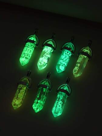 7pcs Resin Six Sided Prism With Luminous Star Detail Diy Jewelry Accessories