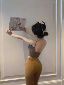 Top Corset de Tirantes con Copas con Estilo Minimalista y no Transparenta - Café integral - Ver 3