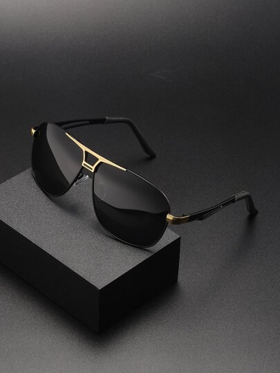 Polarized Retro Pilot Sunglasses, Unisex Metal Fashion Classic Style Decor Sunglasses For Outdoor Sports, Cycling, Travel, Beach, Driving, Fishing, UV Protection