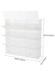 8-Tier Shoe Rack, 48 Pair Shoe Rack Organizer 24 Grids Tower Shelf Storage Cabinet,Expandable Portable Shoe Shelves Organizer for Closet Hallway Bedroom Entryway - 白色 - 查看 3