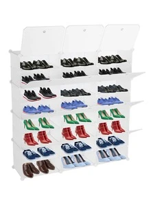 8-Tier Shoe Rack, 48 Pair Shoe Rack Organizer 24 Grids Tower Shelf Storage Cabinet,Expandable Portable Shoe Shelves Organizer for Closet Hallway Bedroom Entryway - 白色 - 查看 1