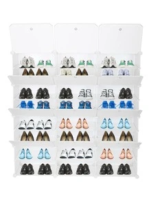 8-Tier Shoe Rack, 48 Pair Shoe Rack Organizer 24 Grids Tower Shelf Storage Cabinet,Expandable Portable Shoe Shelves Organizer for Closet Hallway Bedroom Entryway - 白色 - 查看 9