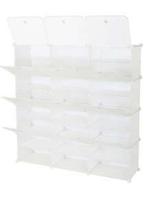 8-Tier Shoe Rack, 48 Pair Shoe Rack Organizer 24 Grids Tower Shelf Storage Cabinet,Expandable Portable Shoe Shelves Organizer for Closet Hallway Bedroom Entryway - 白色 - 查看 5