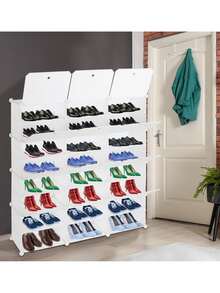8-Tier Shoe Rack, 48 Pair Shoe Rack Organizer 24 Grids Tower Shelf Storage Cabinet,Expandable Portable Shoe Shelves Organizer for Closet Hallway Bedroom Entryway - 白色 - 查看 2