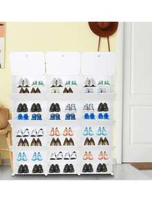 8-Tier Shoe Rack, 48 Pair Shoe Rack Organizer 24 Grids Tower Shelf Storage Cabinet,Expandable Portable Shoe Shelves Organizer for Closet Hallway Bedroom Entryway - 白色 - 查看 8