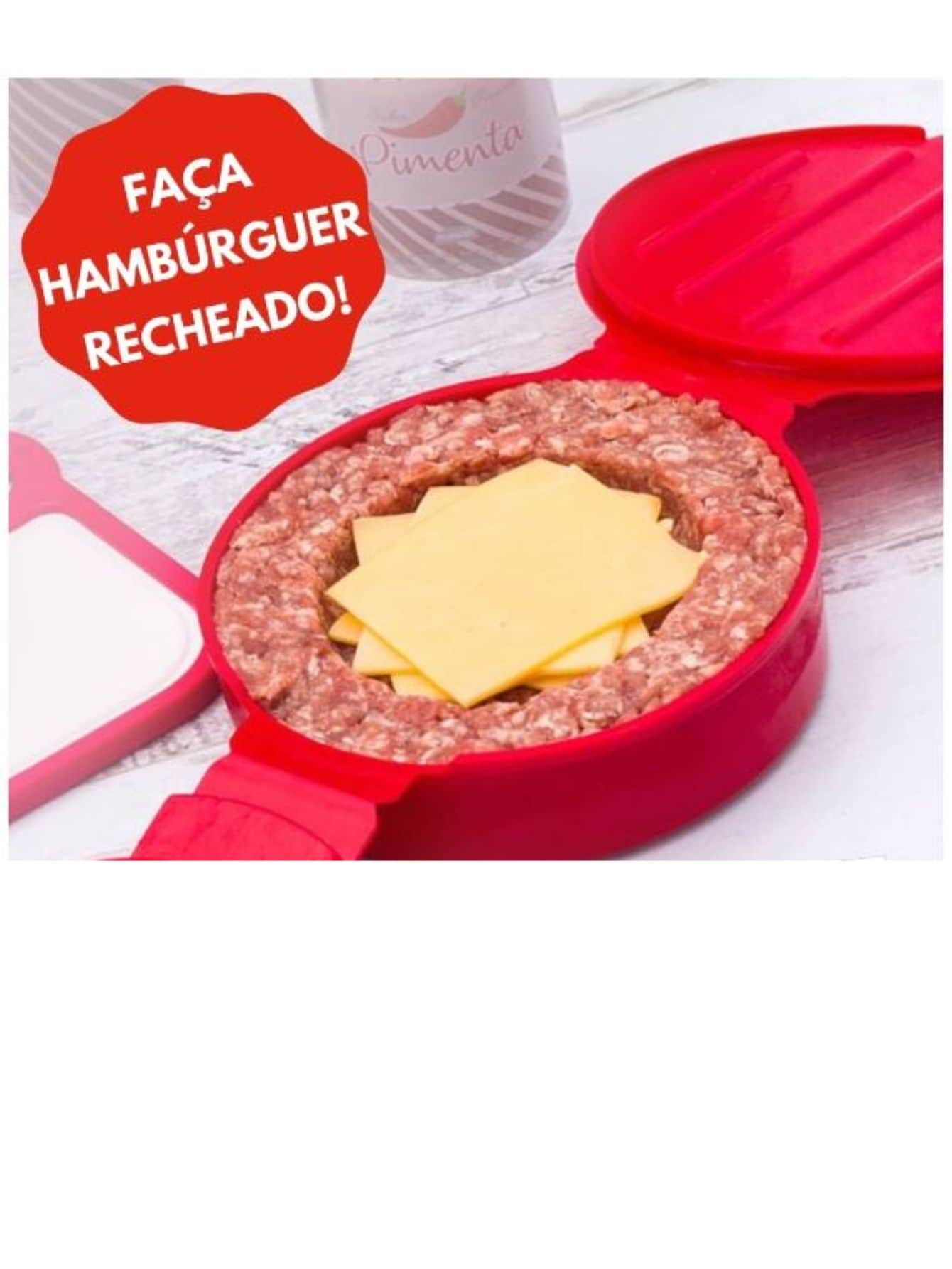 Hamburgueira Forma Para Hambúrguer Artesanal Recheado Caseiro - Vermelho - Visão 1