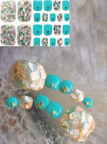 New Green Shell 3D Design 22pcs Nail Art Stickers - Multicolor - View 1