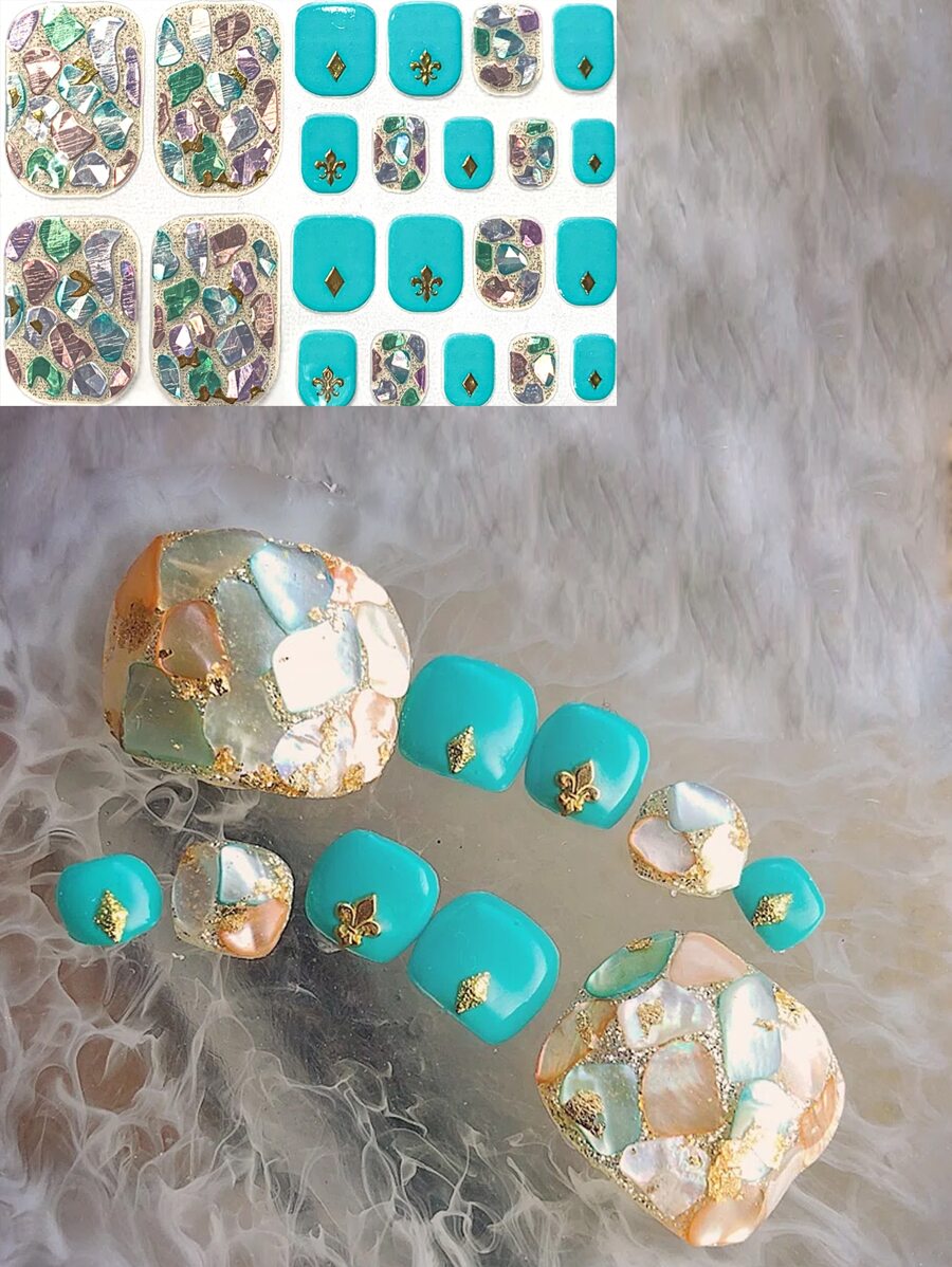 New Green Shell 3D Design 22pcs Nail Art Stickers - Multicolor - View 1