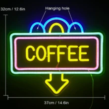 1pc PMMA Neon Light, Modern Yellow Letter Detail Square LED Neon Sign For Decoration - Yellow - View 2