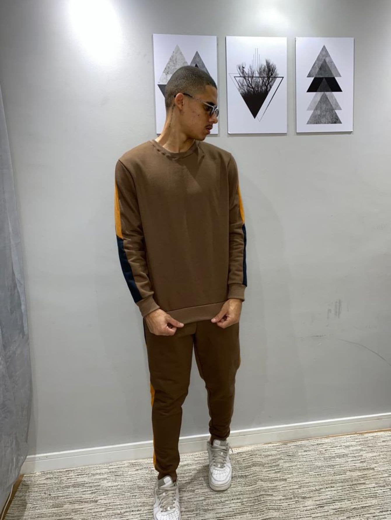 Men Two-piece Outfits - 鏽棕色 - 查看 1