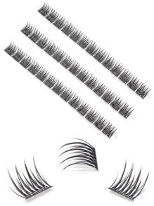 Cluster Eyelashes,1Box/3Rows 9Mm Sectioned False Eyelashes Segmented Lashes Cluster Eyelashes Manga Lashes Clusters Natural Look Lashes Extension - Black - View 3