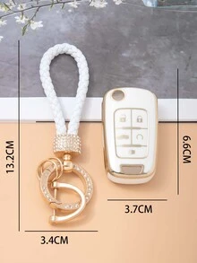 3 piezas Funda de llave de coche & Llavero con diseño de diamante de imitación - Multicolor - Ver 7