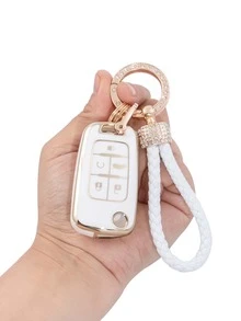 3 piezas Funda de llave de coche & Llavero con diseño de diamante de imitación - Multicolor - Ver 4