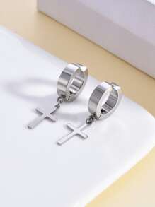 Ba cặp bông tai kẹp tai studless cho nam nhiều màu, bông tai kẹp mặt dây chuyền hình chữ thập bằng thép không gỉ cho nữ - Nhiều màu - Xem 5