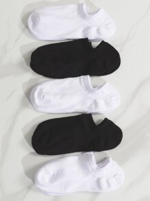 10 Pairs Multi-Color Women's Casual Low Vamp Boat Socks, No Show Socks, Breathable Thin Low Cut Non-Slip For Summer - Black and White - View 2