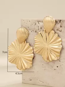 1 par de pendientes de botón con diseño de concha de caracol, elegantes y apropiados para uso diario - Amarillo Oro - Ver 4