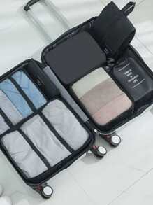 7入組標語圖案旅行包裝袋 - 黑色 - 查看 2