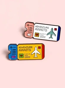 2 chiếc Drip Oil Grilled Lacquer Fibula, Heart Cup Outdoor Adventure Air Ticket, Needle Needle Pins Bag Accessories - Màu vàng - Xem 1